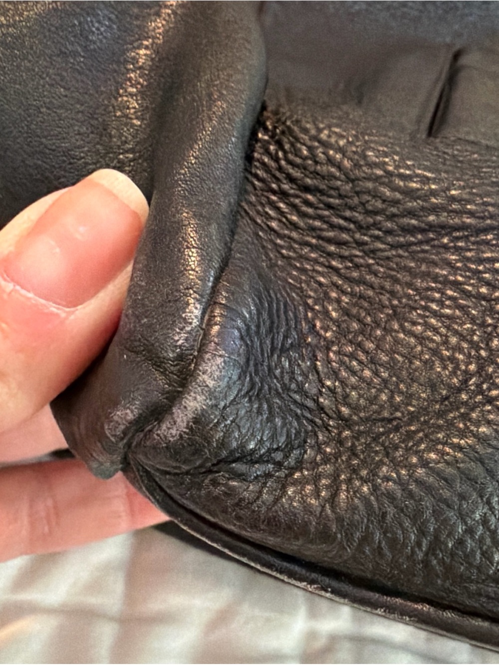$298 Free People Black Large Slouchy Washed Leather Lucca Tote Bag Anthropologie - Picture 5 of 16